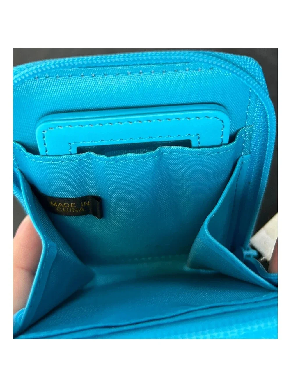 VTG Ralph Lauren Turquoise Croc Embossed Zip Around Coin Purse Wallet